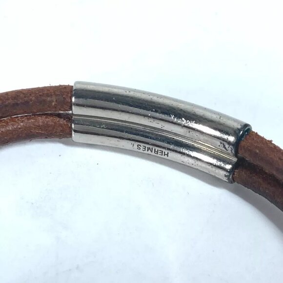 HERMES Herculed accessories double Bracelet Leather Brown - Picture 9 of 9